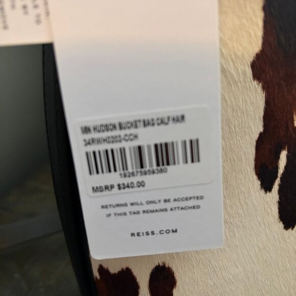 Brand New Reiss Hudson Mini Calf Hair Bucket Bag - Picture 4 of 8